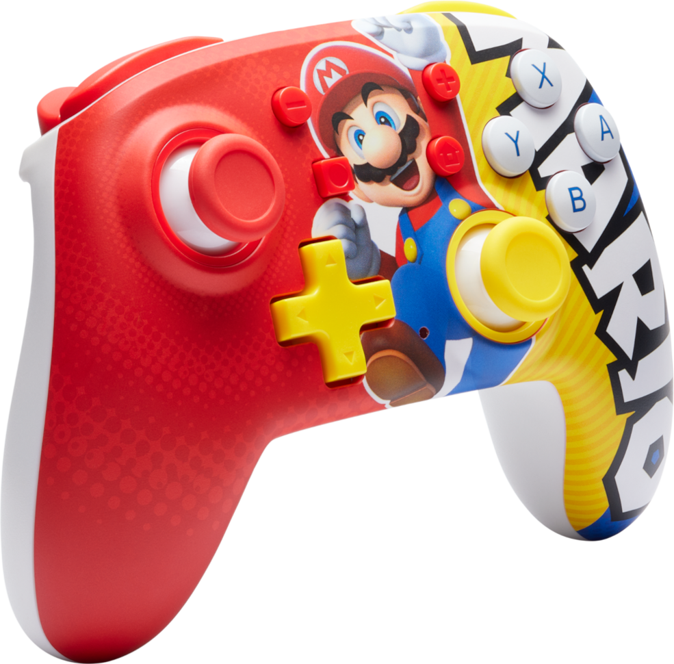 Nintendo Switch Mario kontroller. Piros, Marióval, gombok: X, Y, A, B.