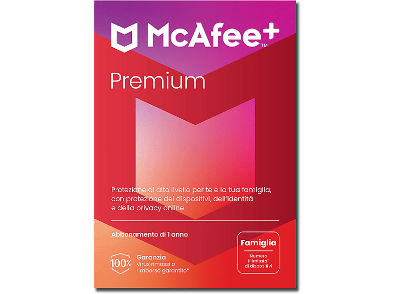 McAfee+ Premium Family, protezione dati personali, privacy, identità e sicurezza internet (Windows/Mac/Android/iOS). Versione Famiglia dispositivi