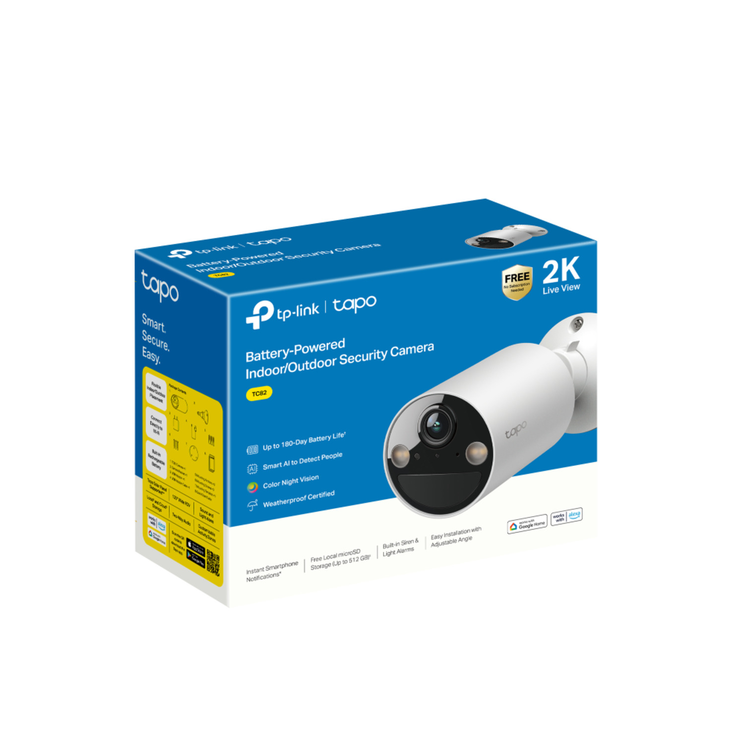 Box with white security camera, text and graphics.