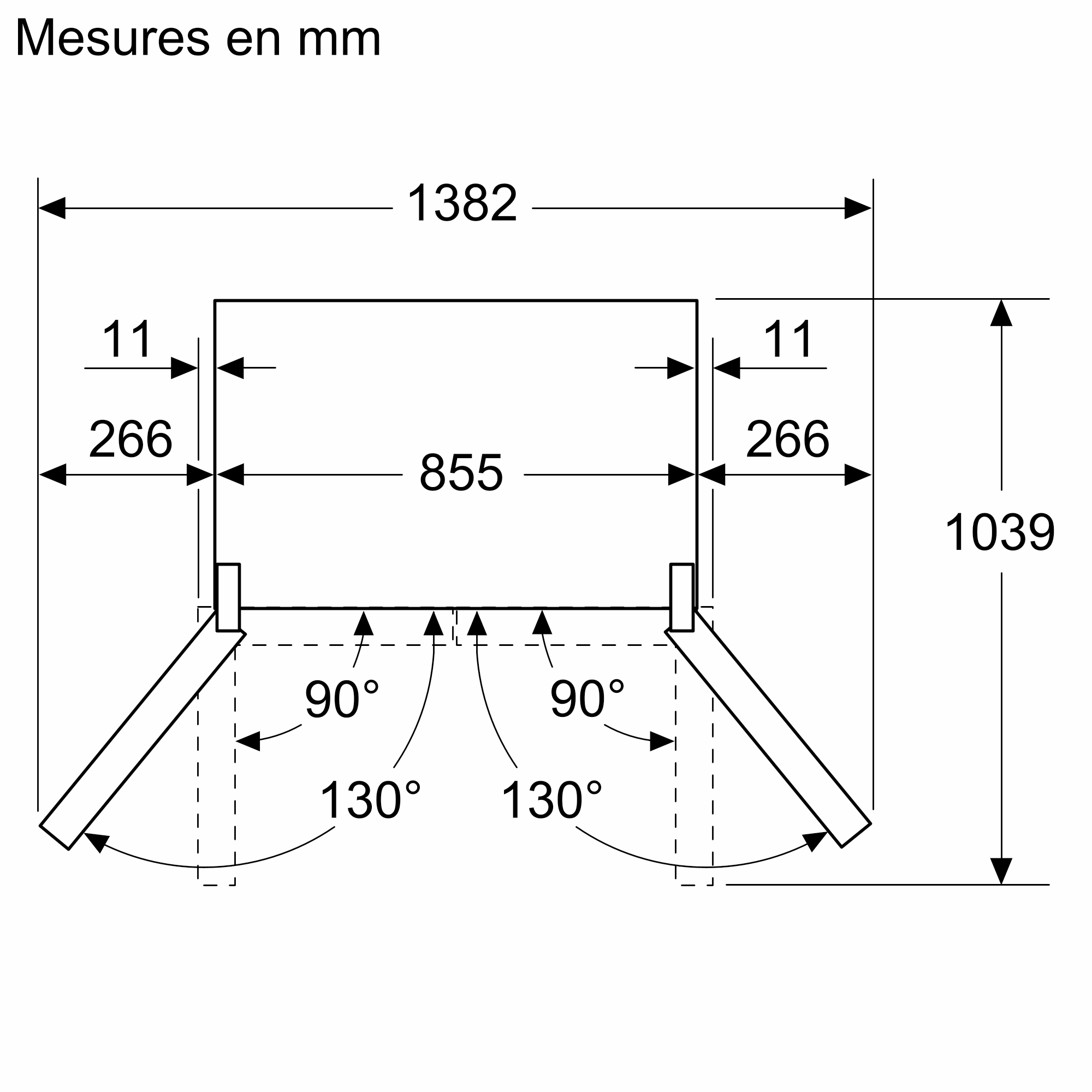 Diagramma con dimensioni in mm. Mostra una forma rettangolare, due linee angolate e varie misure.