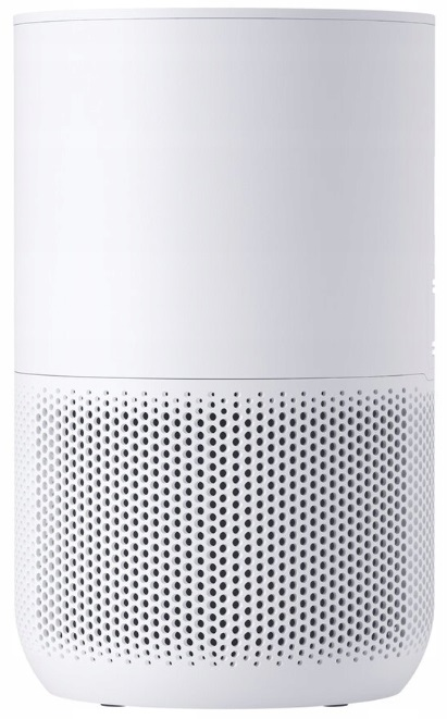 Biały głośnik cylindryczny z perforowaną dolną połową.