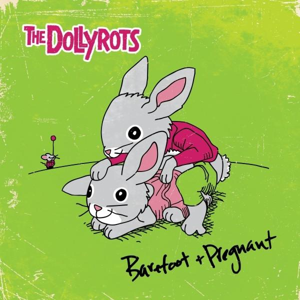 Albumcover mit zwei Cartoon-Hasen, grüner Hintergrund. Titel: Barefoot + Pregnant.