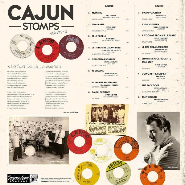 Eine Collage von Cajun-Musik-Albumcovern und zugehörigen Bildern und Texten.