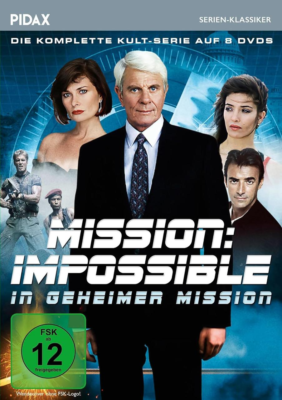 DVD-Hülle für Mission Impossible auf Deutsch, mit Schauspielern und Text.