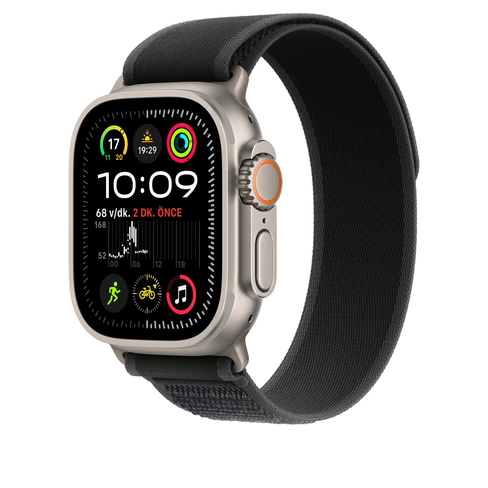 APPLE 49mm Siyah Trail Loop S/M Saat Kordonu Natural Titanium Finish