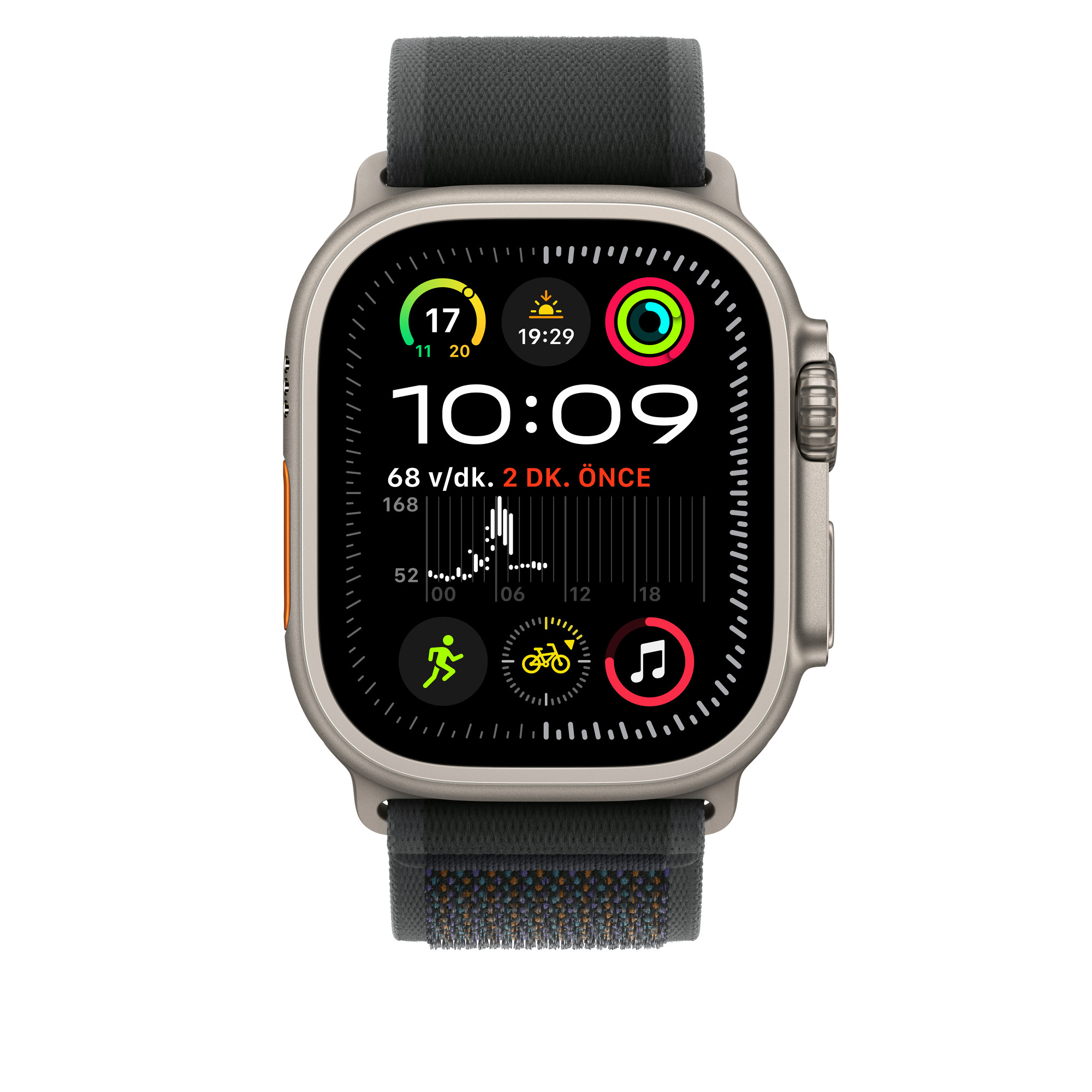 APPLE 49mm Siyah Trail Loop S/M Saat Kordonu Natural Titanium Finish