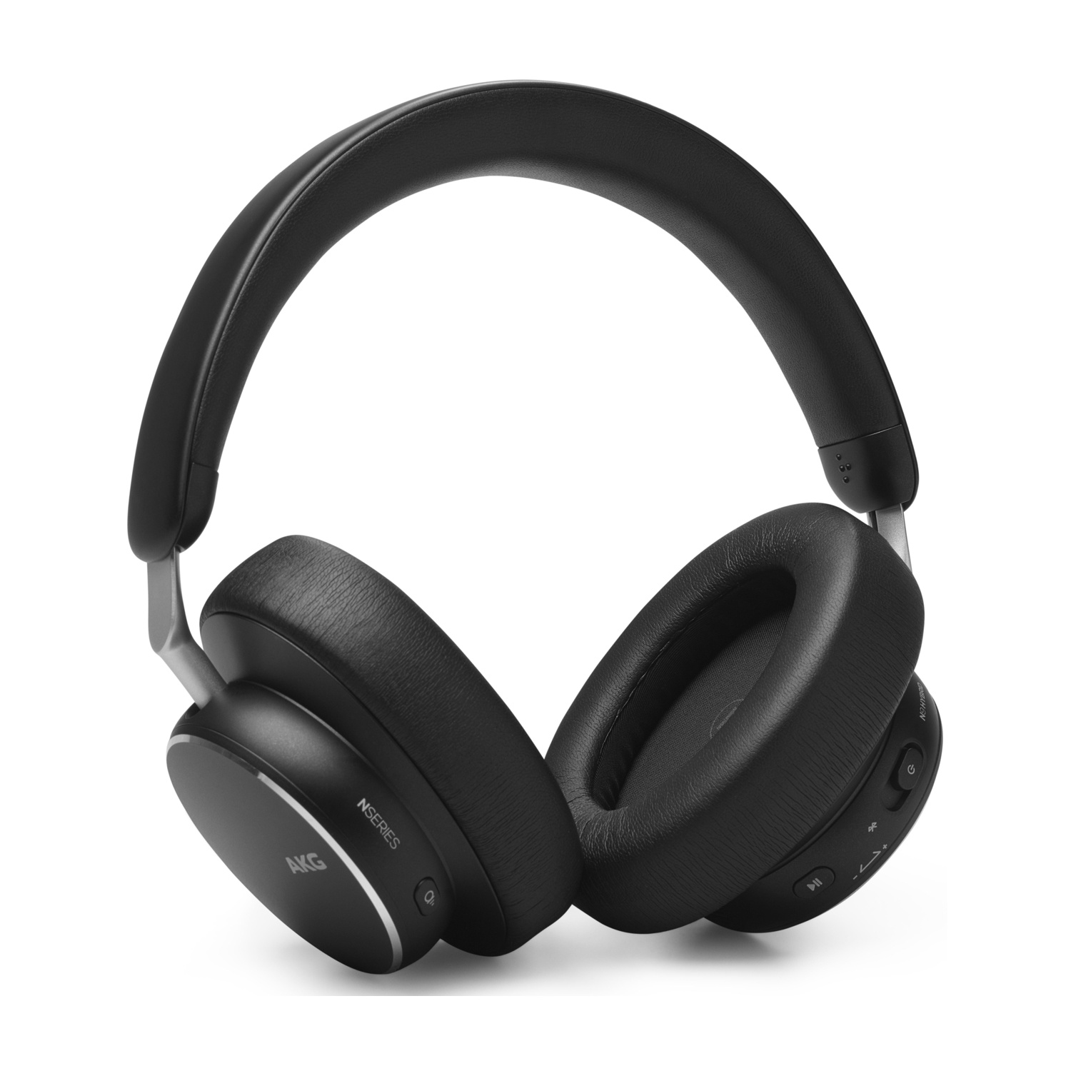 Cuffie AKG nere. Le cuffie sono nere e i padiglioni sono visibili.