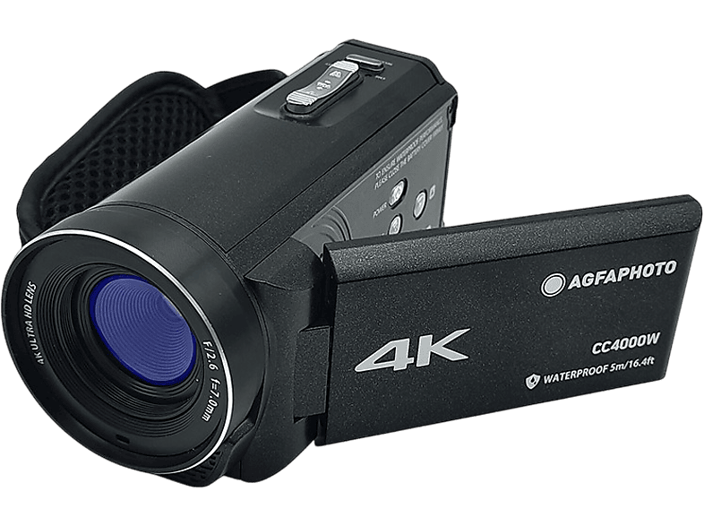 AgfaPhoto CC4000W Realimove Camcorder, 4K, 24 MP, 3 Zoll LCD Display, schwarz
