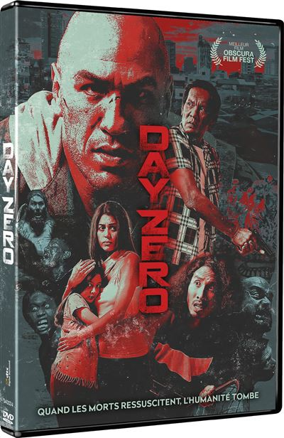 Couverture DVD Day Zero. Scène d'action, personnes et zombies.