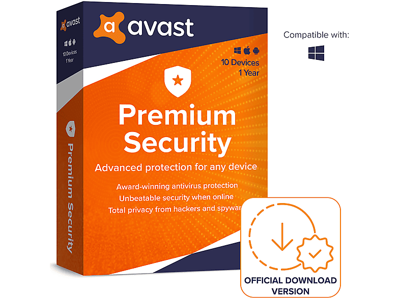 Avast Premium Security, 10 Geräte (1 Jahr) [Download Code]; Electronic Software Download