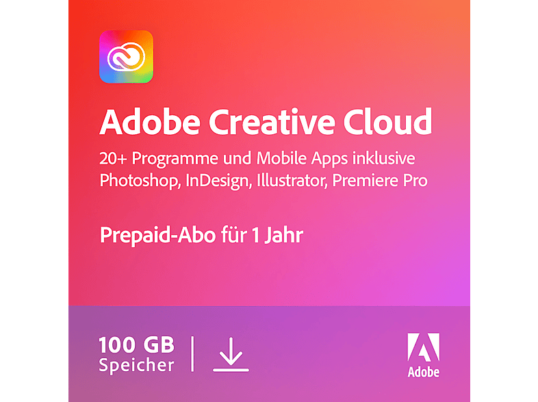 Adobe Creative Cloud All Apps, 100GB, 1 User (1 Jahr), PC/Mac - PC/MAC [Download Code]; Electronic Software Download