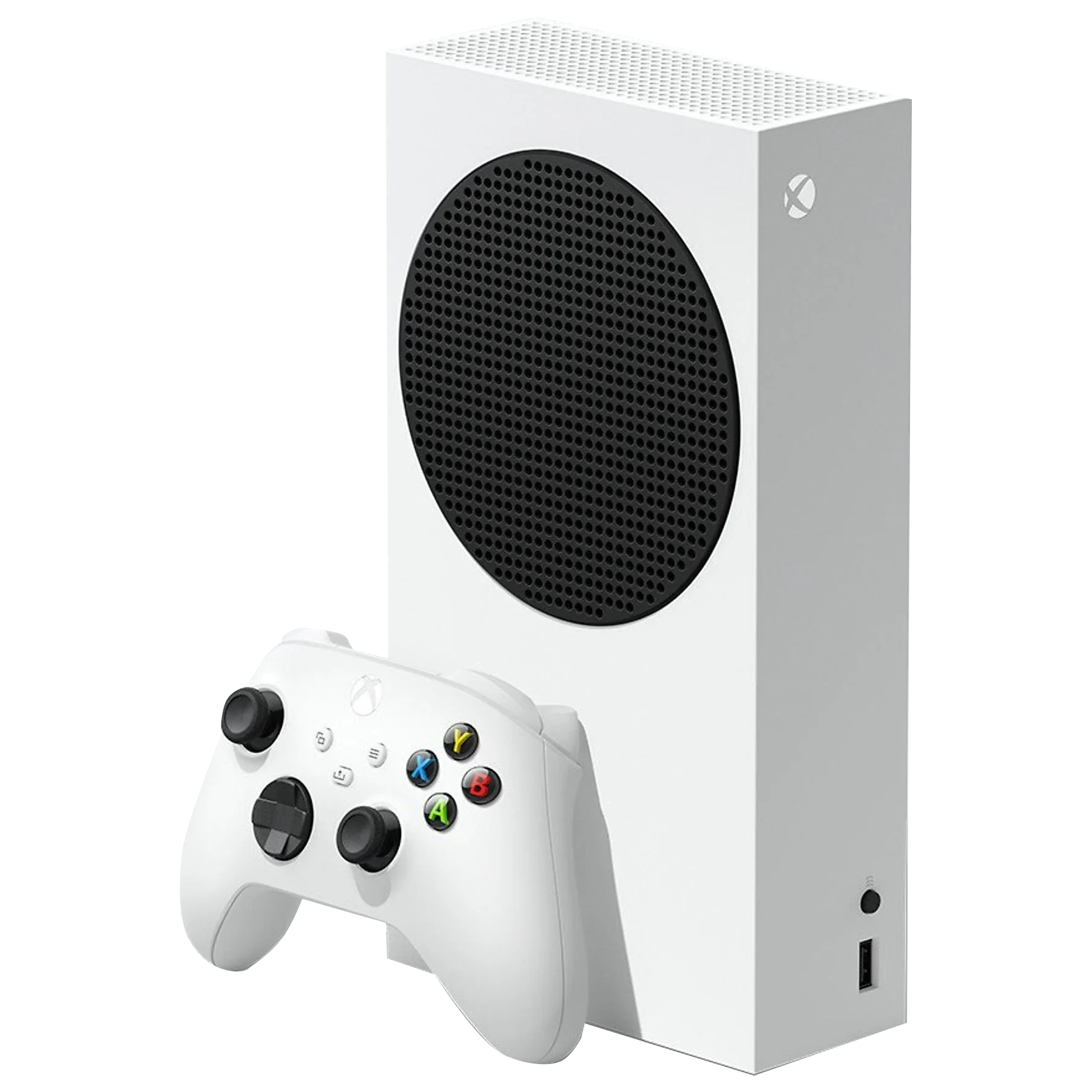 Biała konsola Xbox Series S z białym kontrolerem.