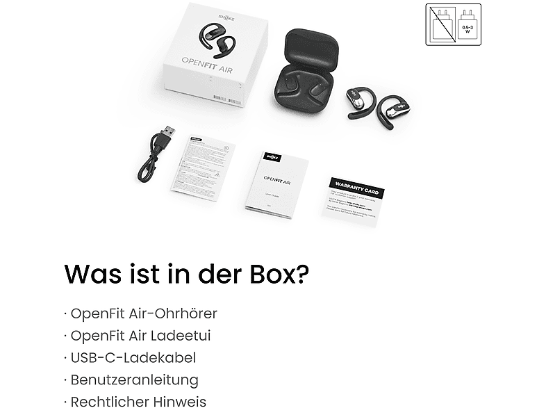SHOKZ OpenFit Air, Open-ear Kopfhörer Bluetooth Schwarz