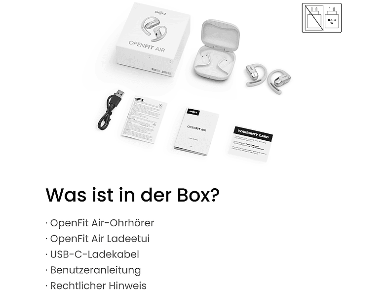 SHOKZ OpenFit Air, Open-ear Kopfhörer Bluetooth Weiß