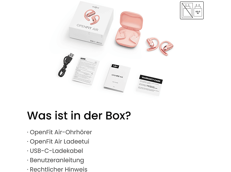 SHOKZ OpenFit Air, Open-ear Kopfhörer Bluetooth Pink