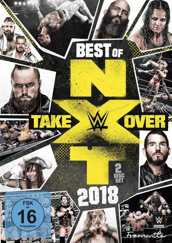 WWE NXT TakeOver 2018 DVD-Cover. Mehrere Wrestler sind abgebildet. Gelbes und schwarzes Design.