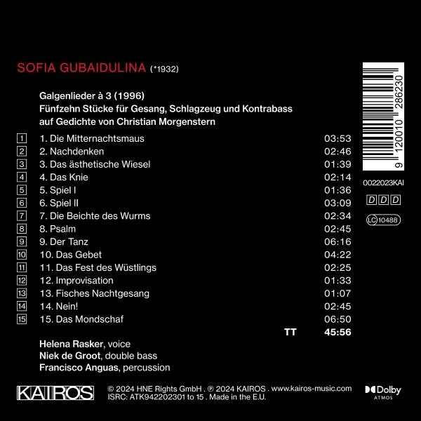CD-Albumcover mit deutschem Text und Musiknoten von Sofia Gubaidulina. Schwarz und Weiß.