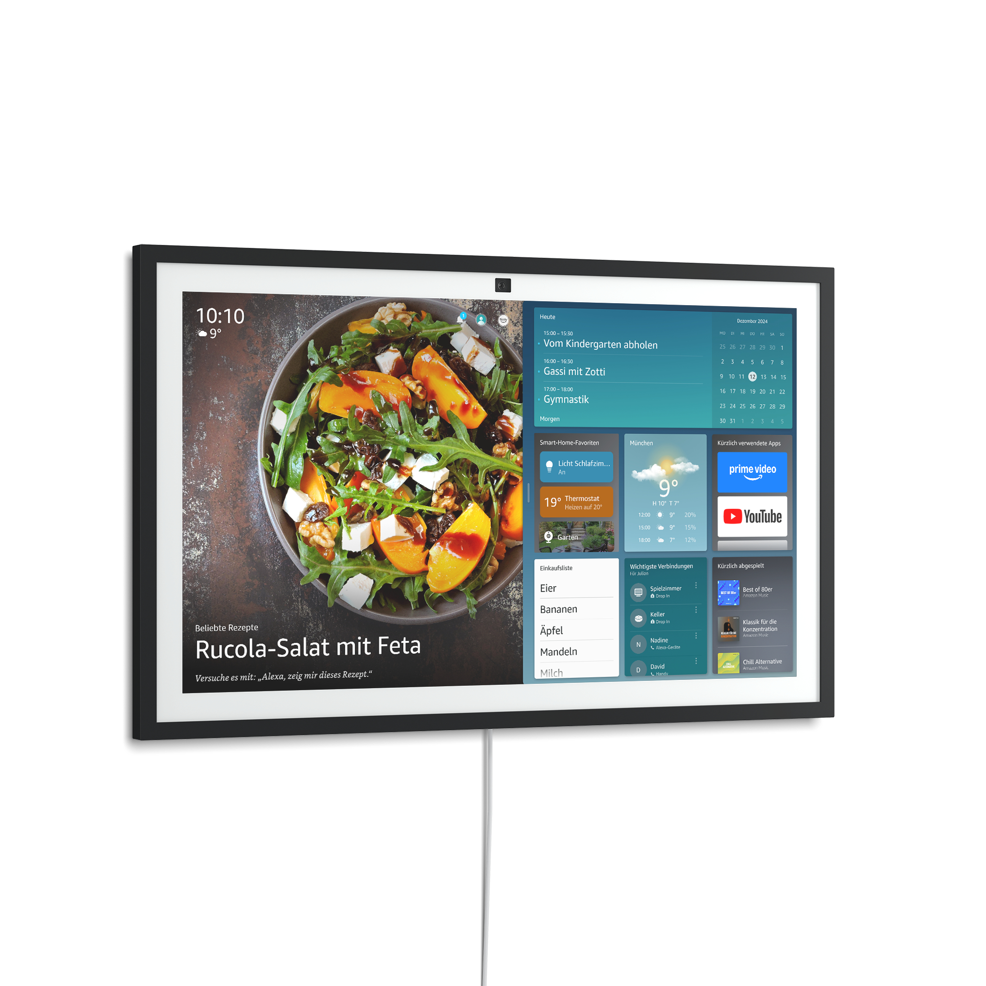 Smart Display mit Rezept, Kalender und anderen Apps.