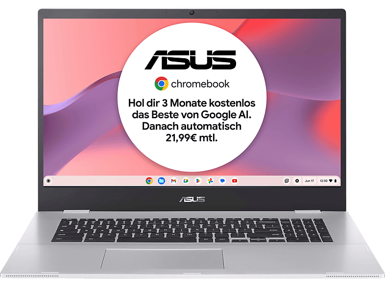 ASUS Chromebook CX1700 (CX1700CKA-BX0035), Chromebook, mit 17,3 Zoll Display, Intel® Celeron®,N4500 Prozessor, 8 GB RAM, 128 GB eMMC, Intel® UHD ASUS Chromebook CX1700 (CX1700CKA-BX0035), Chromebook, mit 17,3 Zoll Display, Intel® Celeron®,N4500 Prozessor, 8 GB RAM, 128 GB eMMC, Intel® UHD