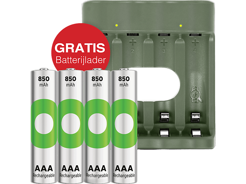 GP Free Charger B441 4x 850mah Aaa Oplaadbare Batterijen afbeelding