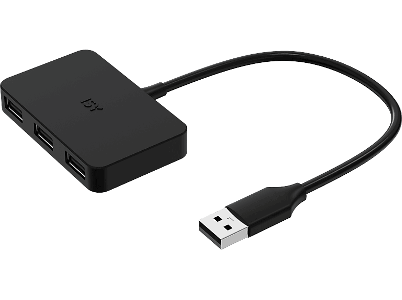 ISY IHU 1002, 4-Port USB-A 2.0 Hub, Schwarz
