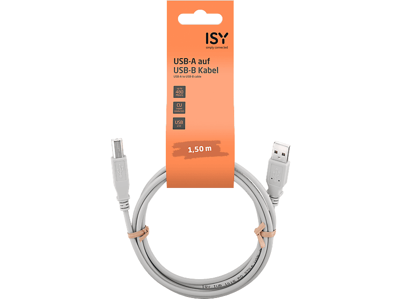ISY IUB 1015, USB-A auf USB-B Kabel, 1.5 m
