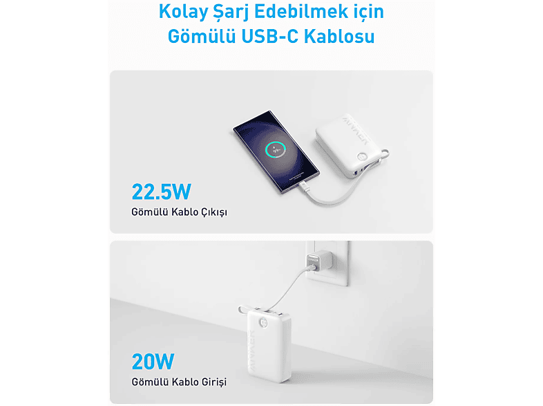 ANKER 22.5W 20.000mAH USB-C A1647 Hızlı Taşınabilir Şarj Cihazı
