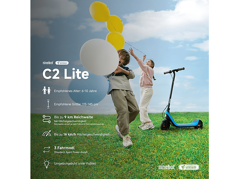 Segway-Ninebot C2 Lite Kinder E-Scooter (7 Zoll, Schwarz)