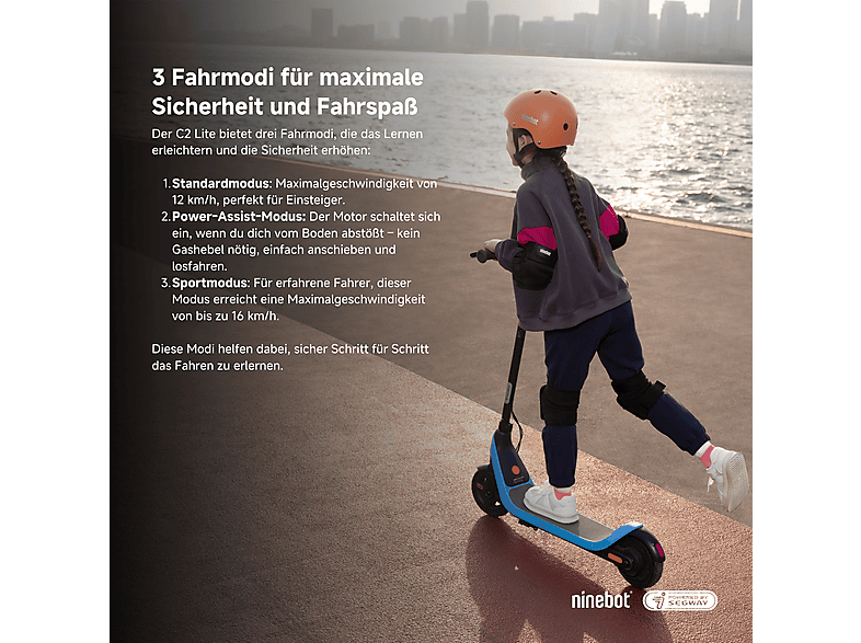 Segway-Ninebot C2 Lite Kinder E-Scooter (7 Zoll, Schwarz)