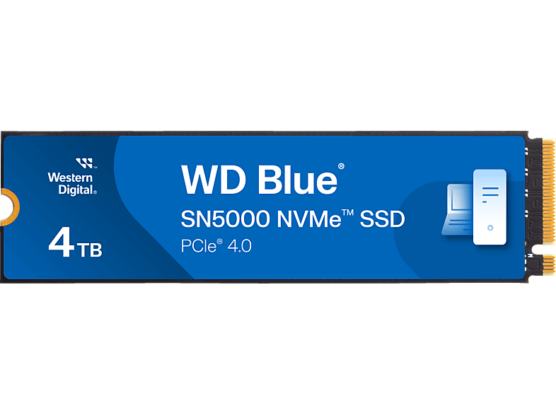WD. Blue® SN5000 NVMe™ PCIe® Gen4, 5.500 MB/s Lesen, 5.000 Schreiben, 1200 TBW SSD, 4 TB SSD M.2 via PCIe, intern