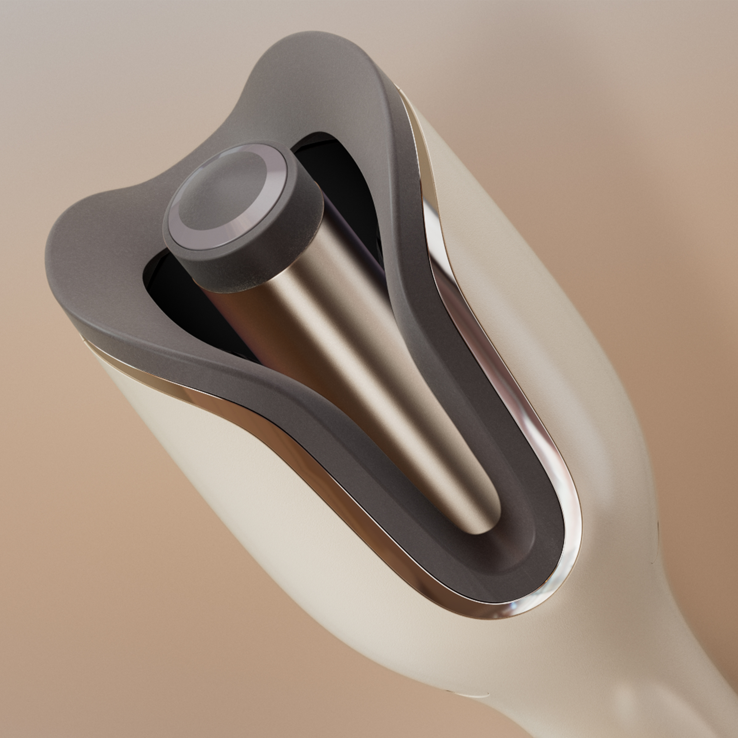 Zbliżenie narzędzia do kręcenia włosów, z cylindryczną lufą.