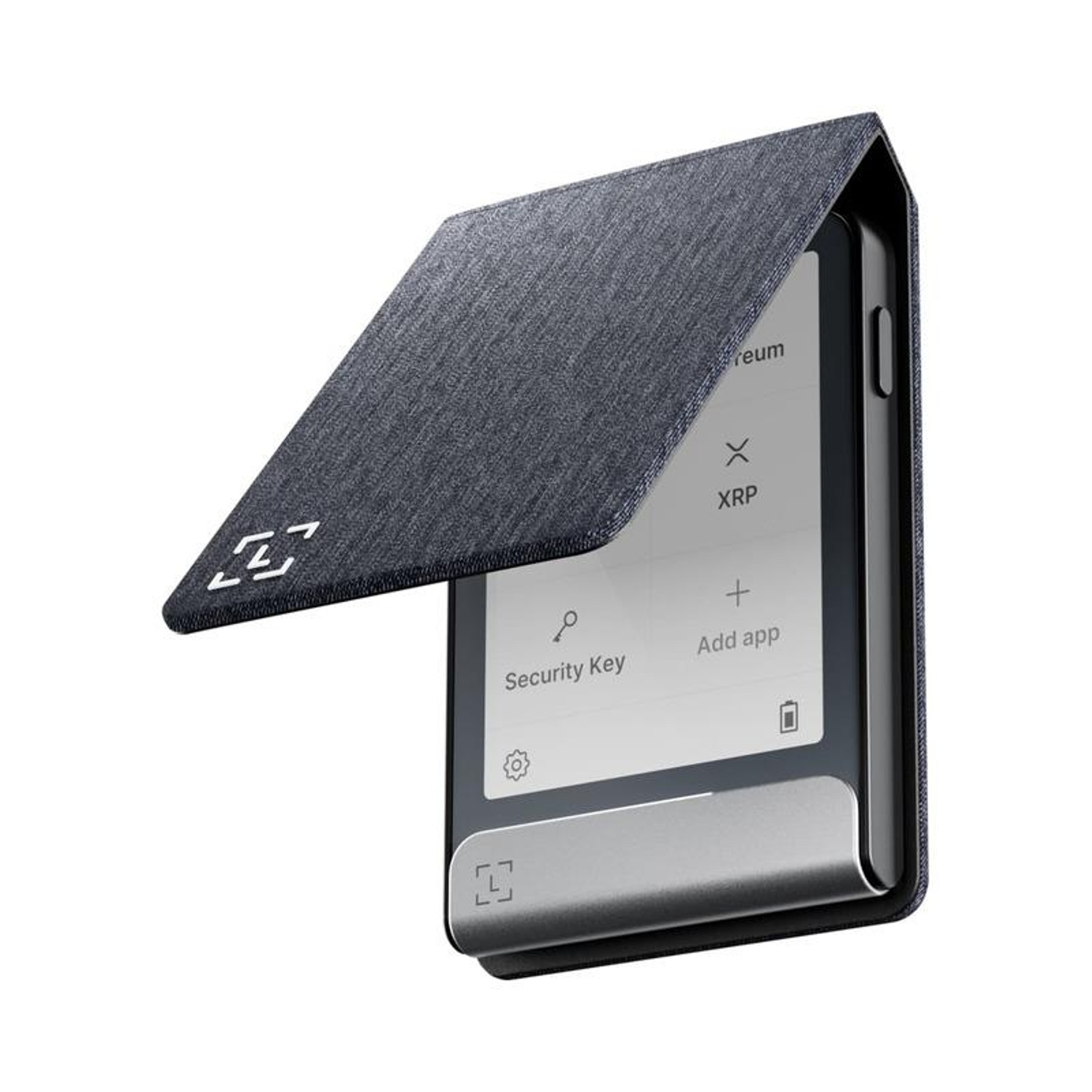 Un portafoglio hardware Ledger Nano S Plus nella sua custodia.