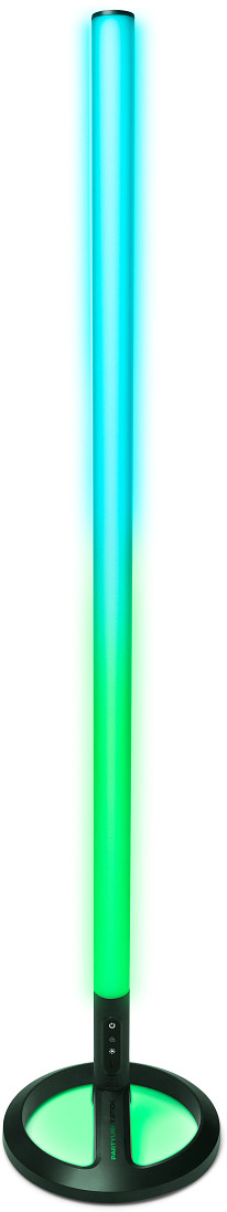 Hoge, verticale lamp met blauwe en groene verlopen.