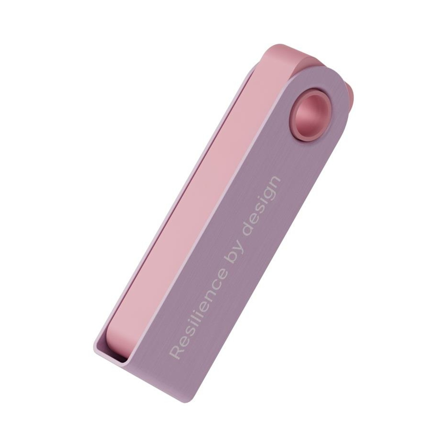 Un fermaporta viola e rosa con la scritta "Resilience by design".