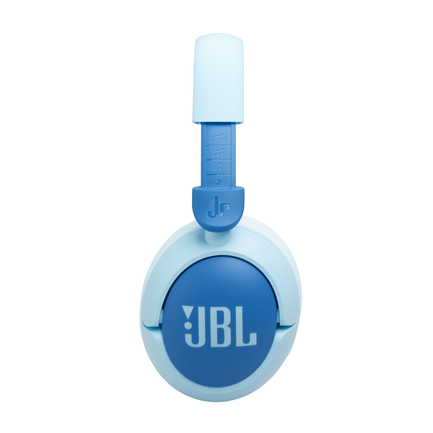 Casque JBL Jr. bleu. L'arceau est bleu clair.
