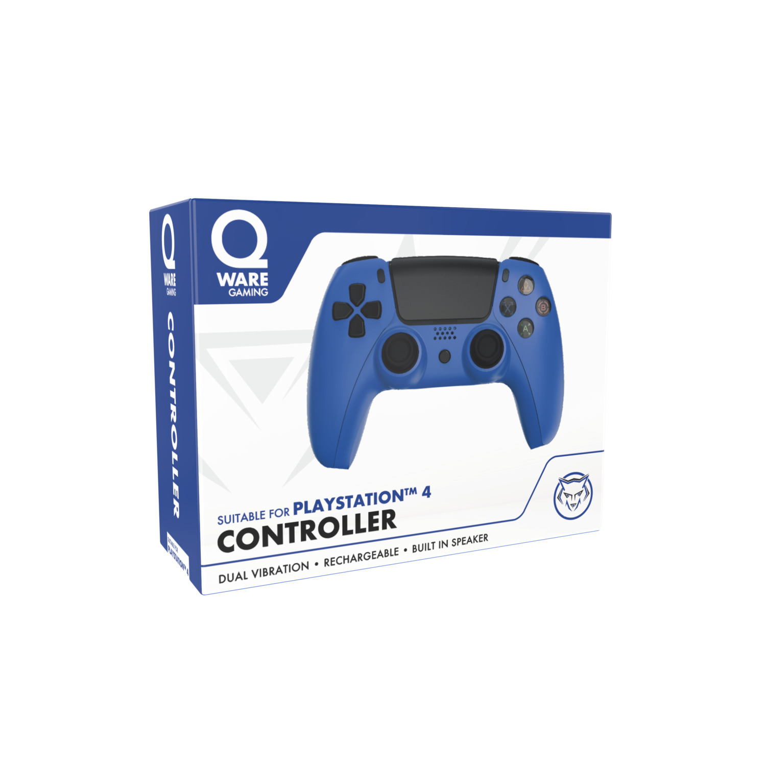 Blue PlayStation 4 controller in a box with the text 'CONTROLLER'.