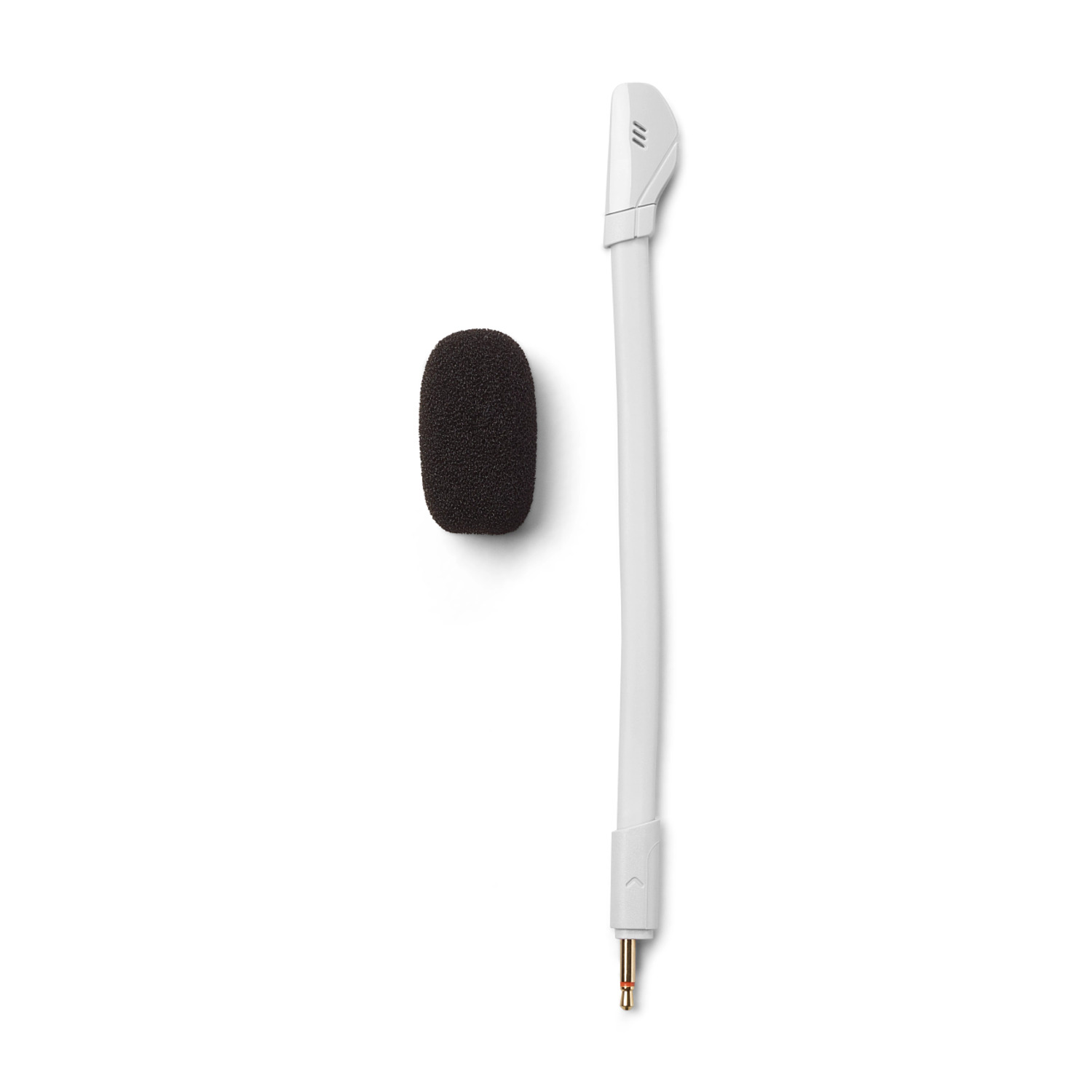 White microphone and foam cover, isolated on white background.