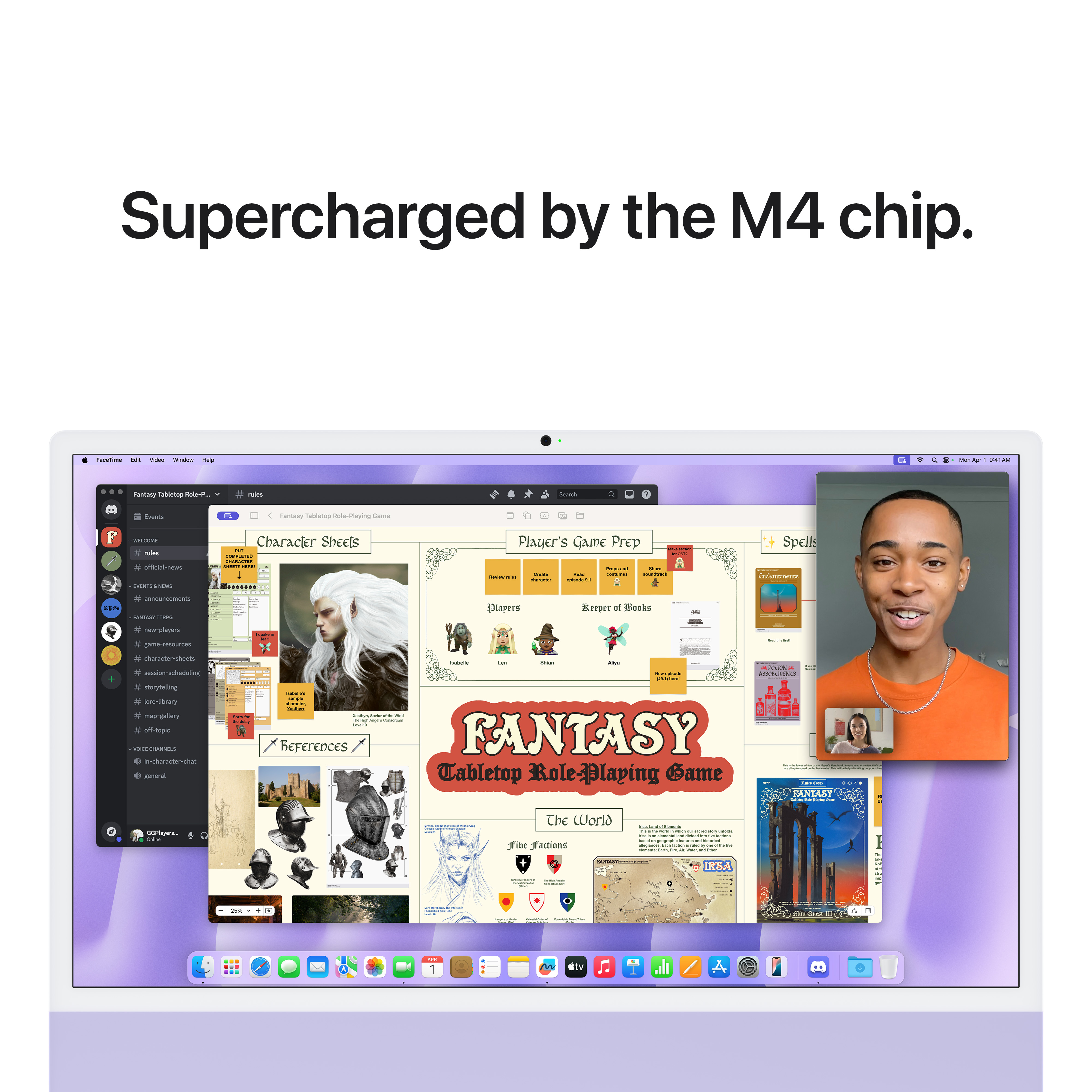 Écran d'ordinateur portable avec appel vidéo, interface de jeu et barre latérale.