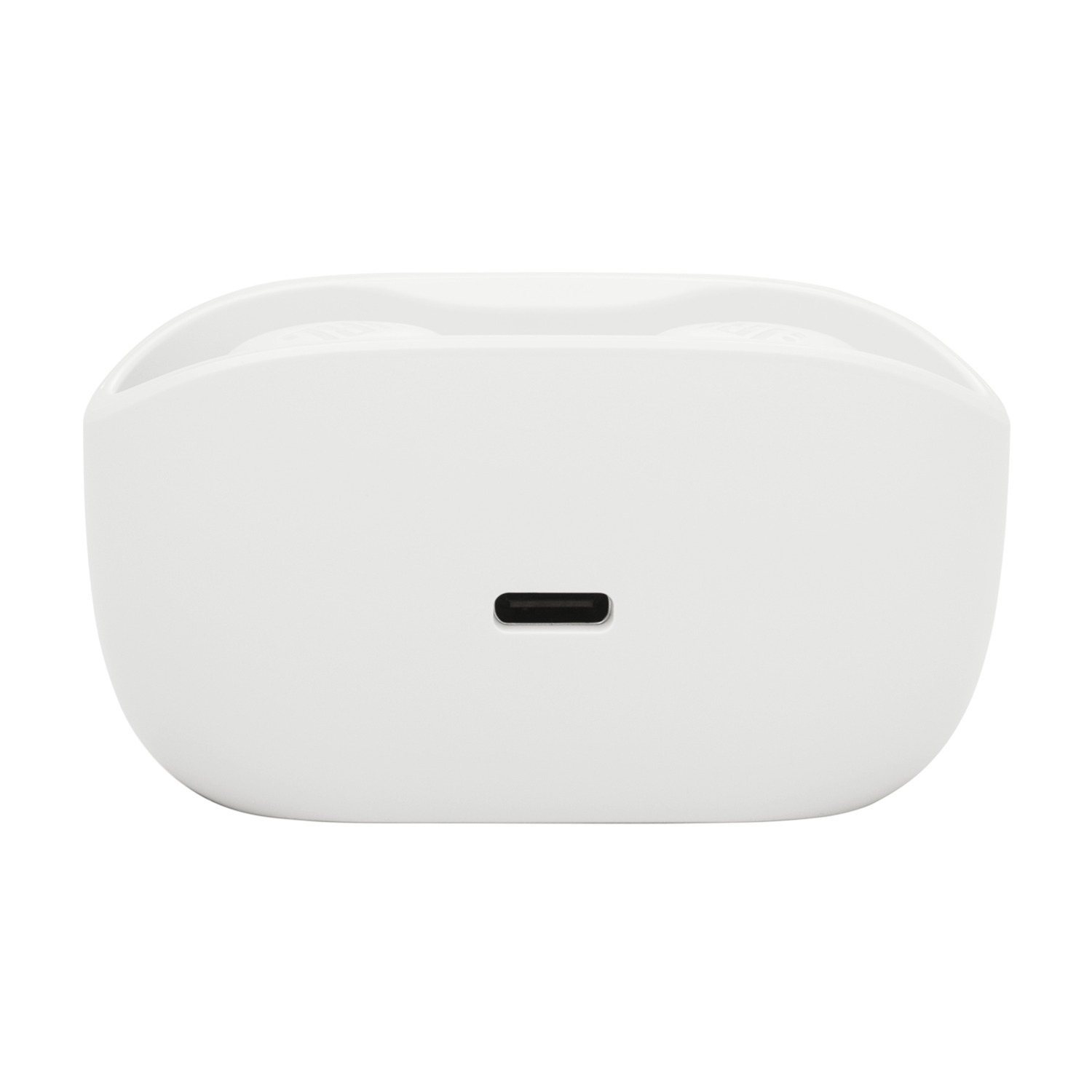 White charging case with a USB-C port on the front side.