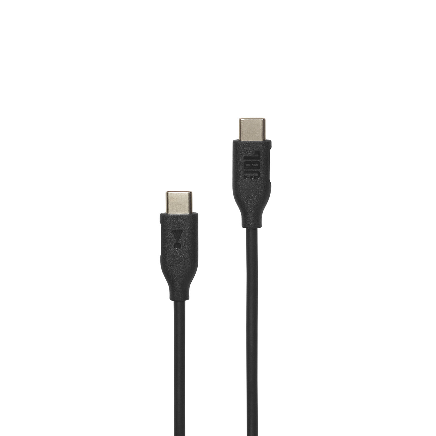 Twee zwarte USB-C-kabels met het JBL-logo op een van de connectoren.