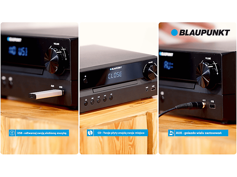 Wieża z Subwooferem BLAUPUNKT MS55SUB Czarna, Odtw.CD, HDMI ARC, Wbudowany Korektor dźwięku, bezprzewodowy SUB – zdjęcie 3