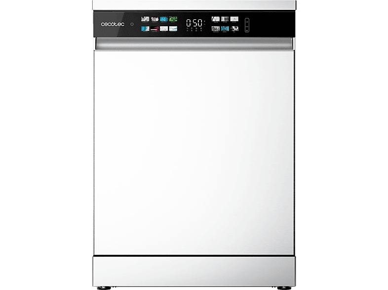 Cecotec Bolero Aguazero 6210 D, 15 cubiertos, 14 programas, 60 cm, Tercera bandeja, Pantalla FullColor XXL, Dual Zone Wash, White