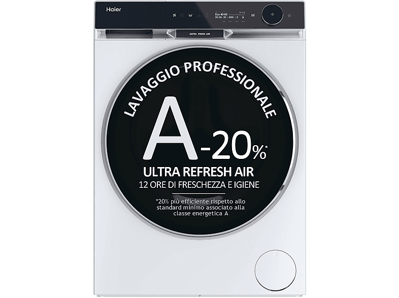 Haier Hw100-Bd14397U1S Lavatrice, Caricamento frontale, 10 kg, 61 cm, Classe A