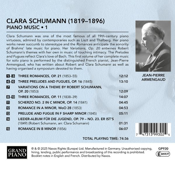 Albumcover mit Text über Clara Schumanns Klaviermusik.