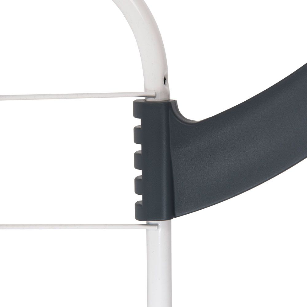 Zbliżenie na biało-szarą część suszarki do ubrań z szarym uchwytem.