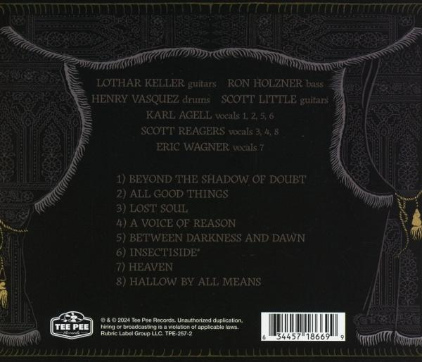 Schwarzer Hintergrund mit Album-Credits und Songtiteln in Weiß.