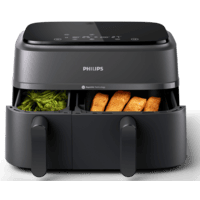 PHILIPS PHILIPS NA350/00 Heißluftfritteuse mit zwei Körben (9 l, 2750 Watt, Schwarz)