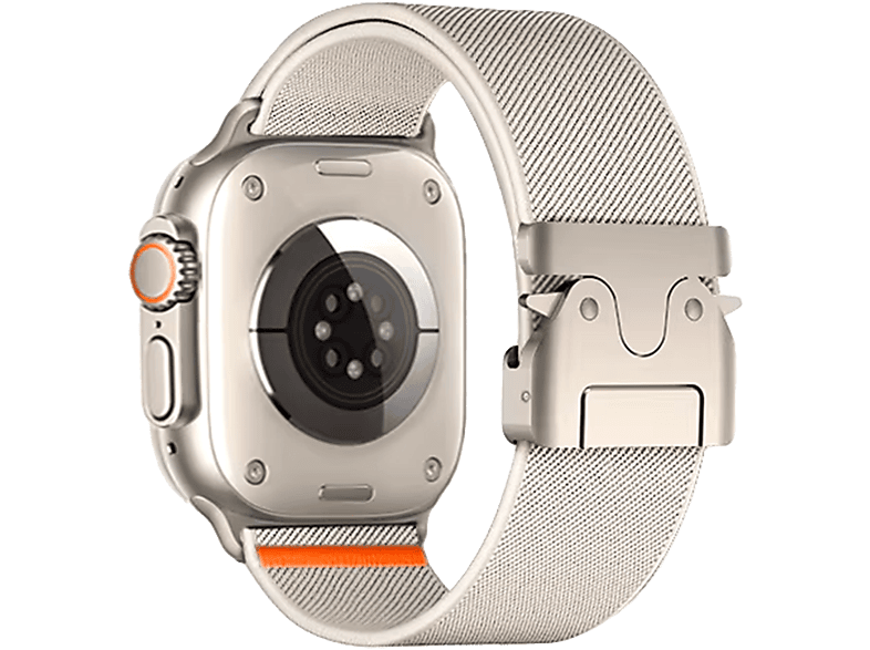 Piili Apple Watch 42-44-45-46-49 mm Steel Mesh Akıllı Saat Kayışı Beyaz