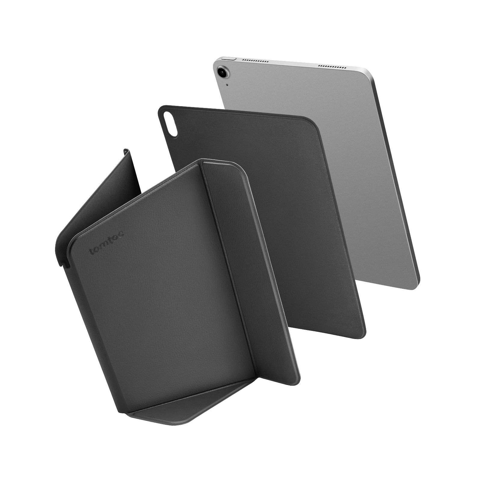 Kılıfı ile birlikte bir tablet gösteriliyor. Kılıf açık ve gri renkte.