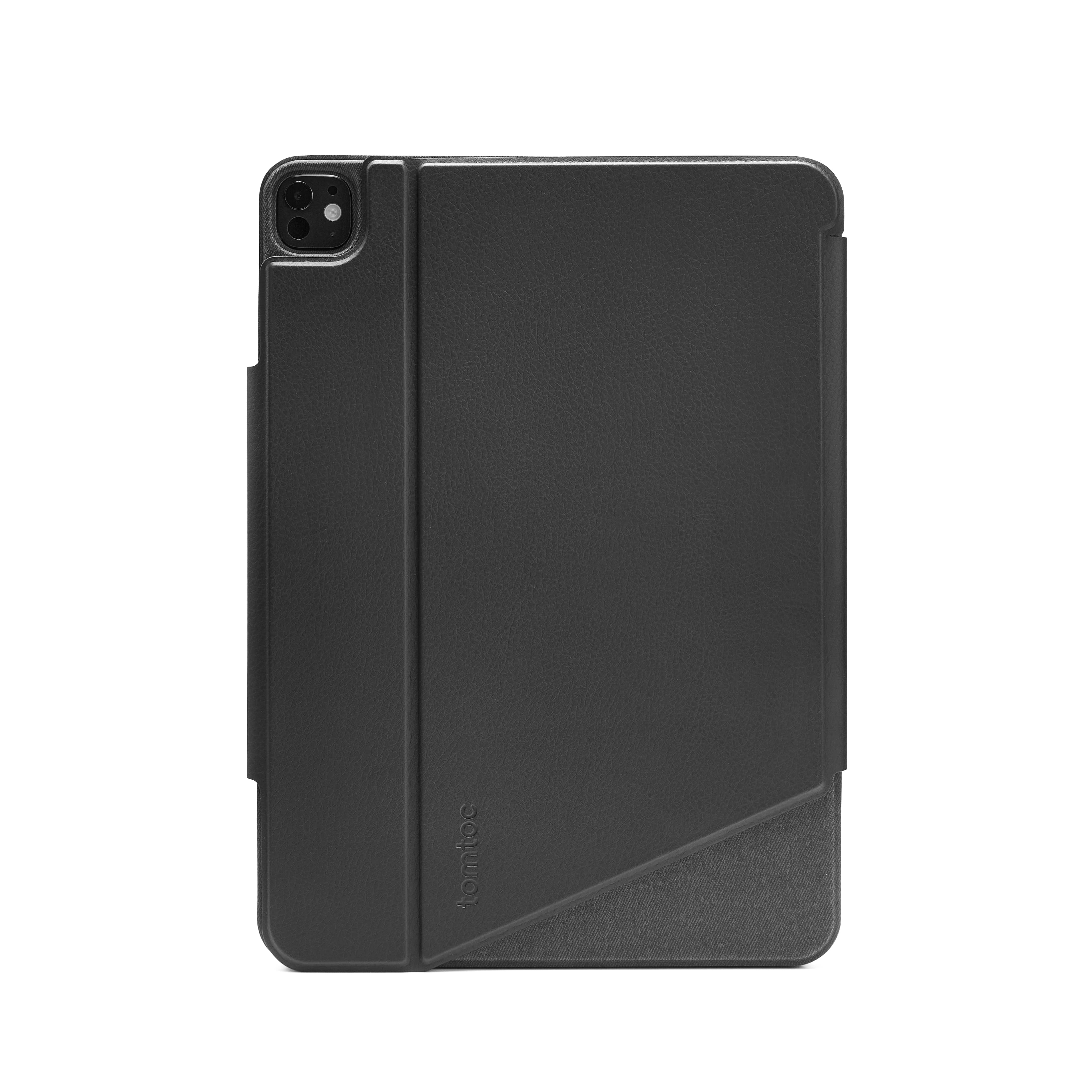 Beyaz bir arka plan üzerinde siyah bir tablet kılıfı.